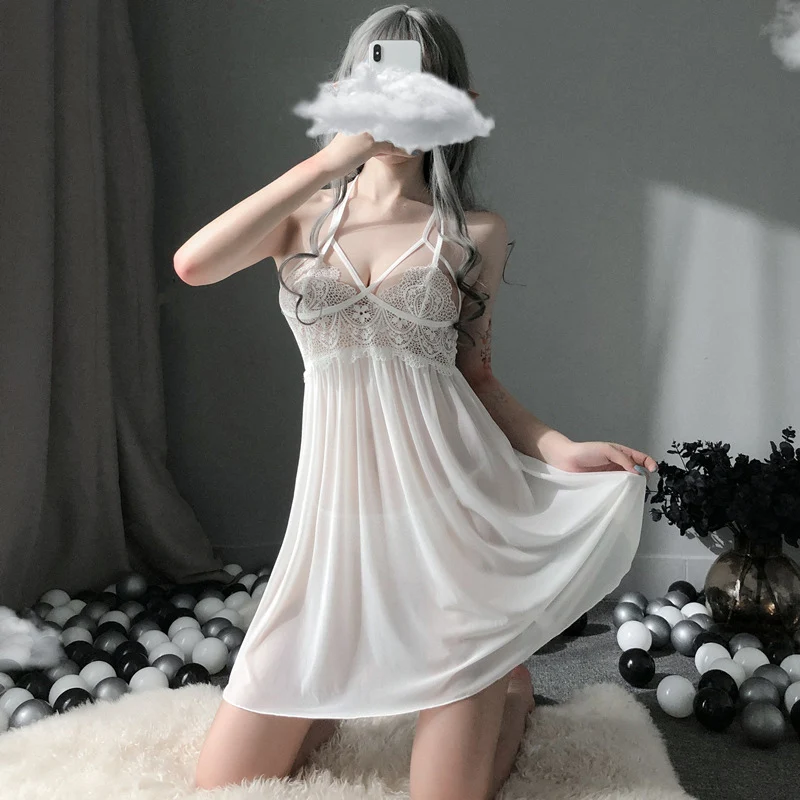 

Женское сексуальное эротическое кружевное искушение, сетчатое прозрачное платье Babydoll, женская ночная рубашка с открытой спиной, ночное белье