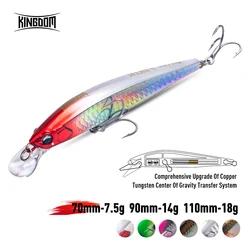 Kingdom Kingart-II Sinking Minnow Fishing Lure 7.5g 14g 18g 70mm 90mm 110mm Long Casting Artificial Jerkbaits Hard Bait Sea Bass