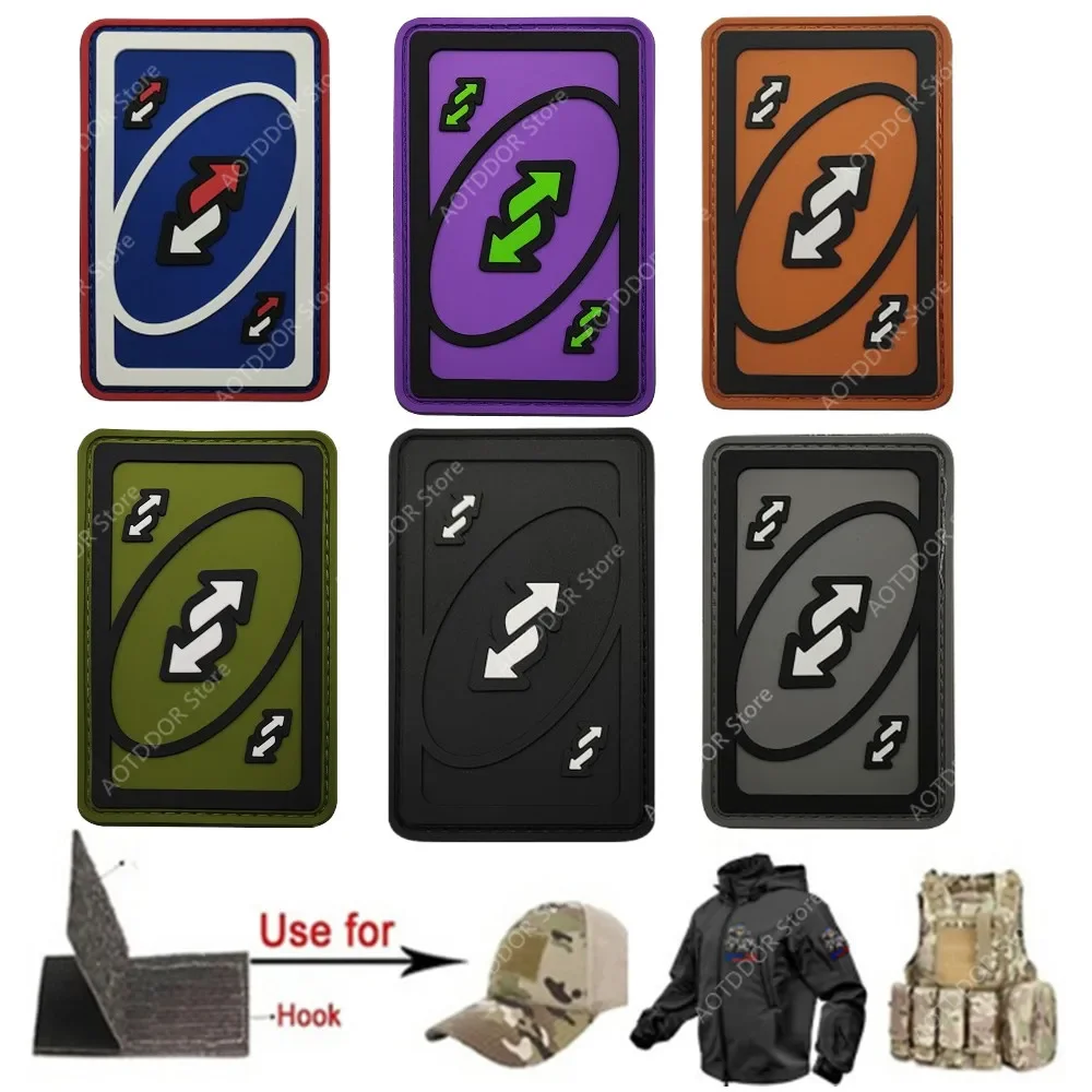 Halloween Flip Playing Cards Tactical Reverse PVC Patch 3D Soft Glue Party Board Game Flip Card Magic Sticker Backpack Stamp