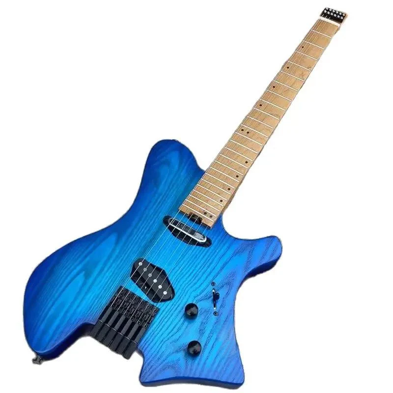 

High quality headless guitar, violet necklace, blue Fresno body, stainless steel trolley, can be freely combined