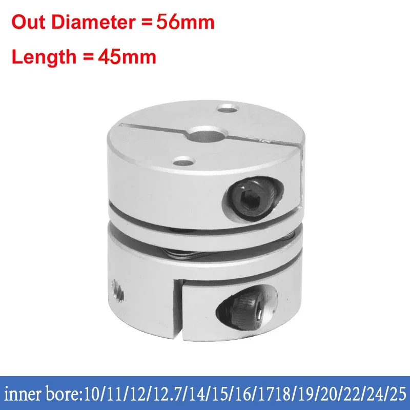 

D56L45 Single mode coupling inner bore10/11/12/12.7/14/15/16/17/18/19/20/22/24/25 Diaphragm Servomotor Screw Encoder Rigid coup