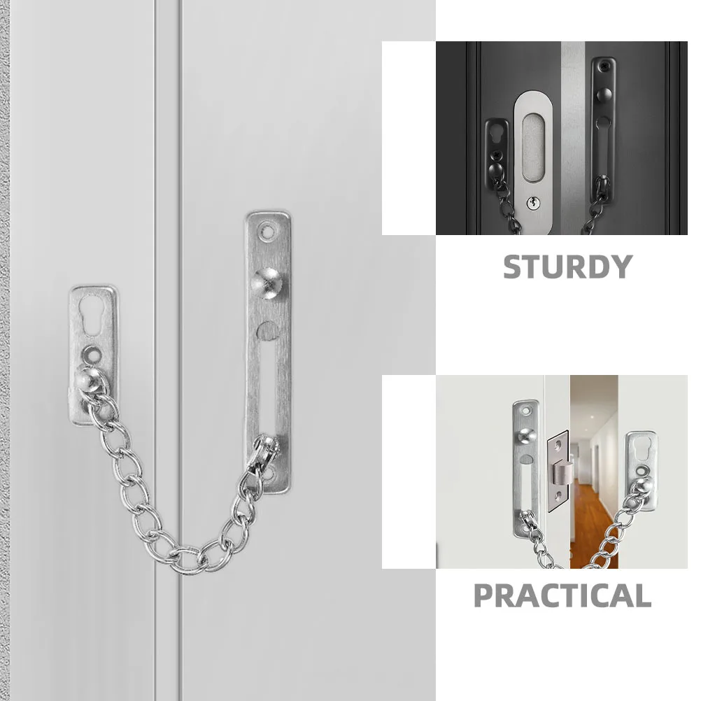 2 قطعة سلاسل أمان للباب من الفولاذ المقاوم للصدأ شديدة التحمل قفل مضاد للسرقة للأبواب الأمامية والنوافذ أجهزة أمان باب الأمان الداخلي #3