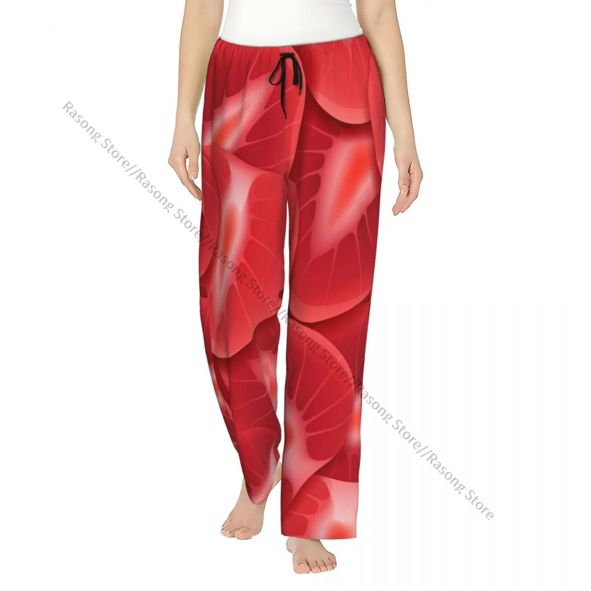 Warm Women Pajama Pants Textures Strawberry Slices Flannel Sleep Bottoms Soft Fleece Loungewear