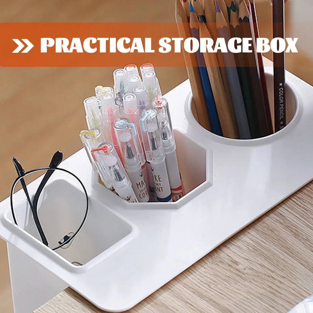 

2pcs Japanese Style 3-Grid Storage Box Desktop Stationery Organizer Pen Holder For Office School Desk Plastic Pencil Holder