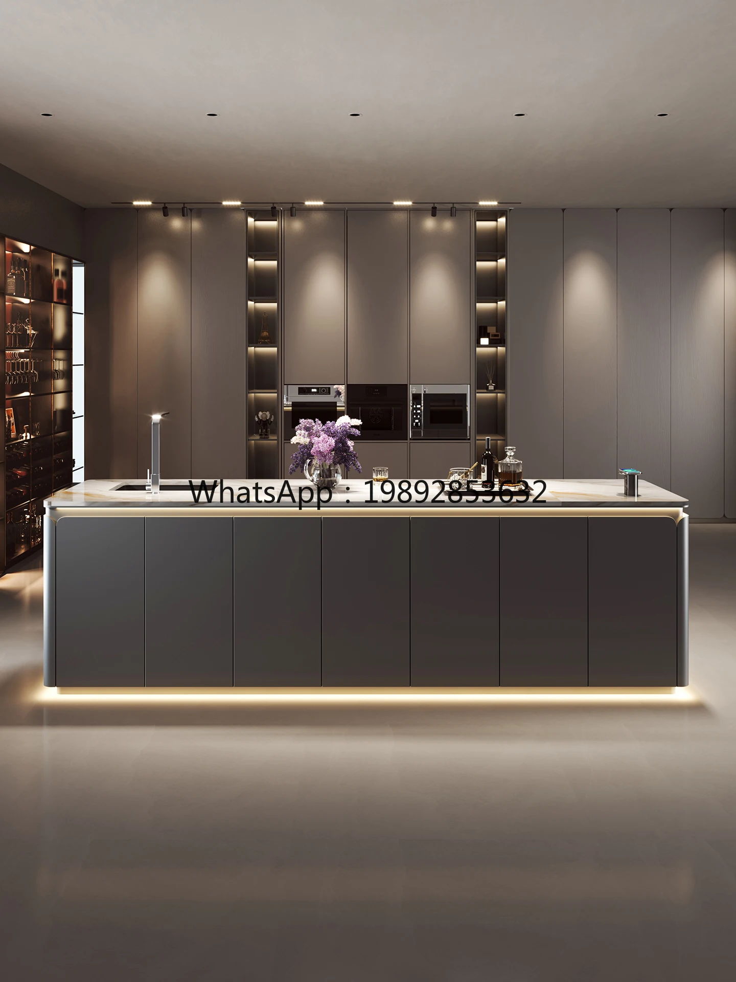 YFY Round Whale J Petal Island Bar Gray Italian Style Home Light Luxury High-End Dining Table Open Kitchen New Model