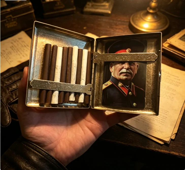 Soviet KGB Small Red Star 3D Sickle‑Hammer Cigarette Case, Antique Silver Knurled, Copper Material Reproduction