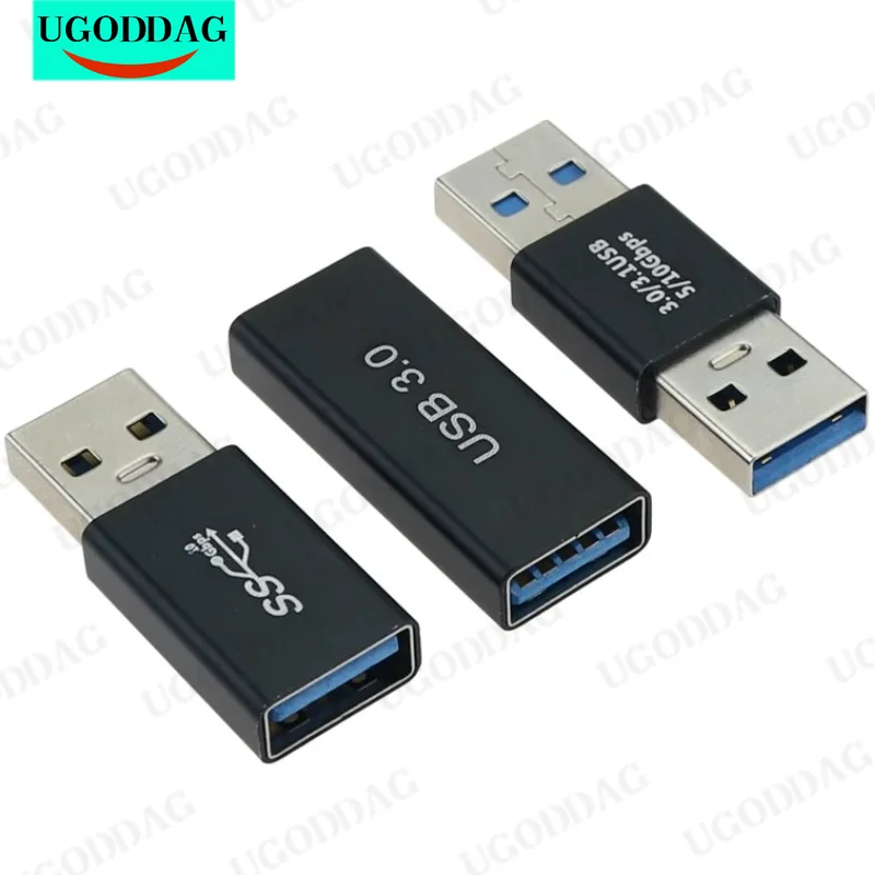 Konverter USB-A USB 3.0 konektor USB ke adaptor USB 5Gbps Gen1 jantan ke betina jantan konverter SSD kabel HDD ekstender colokan ekstensi USB 3.0