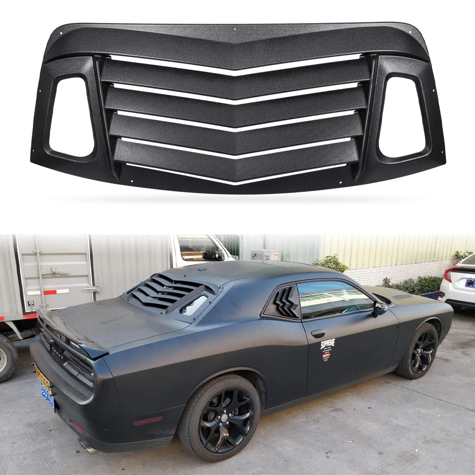 

TML Rear Window Louver Fit for Dodge Challenger 2008-2021 Scoop Sun Shade Windshield Covers Matte Black ABS