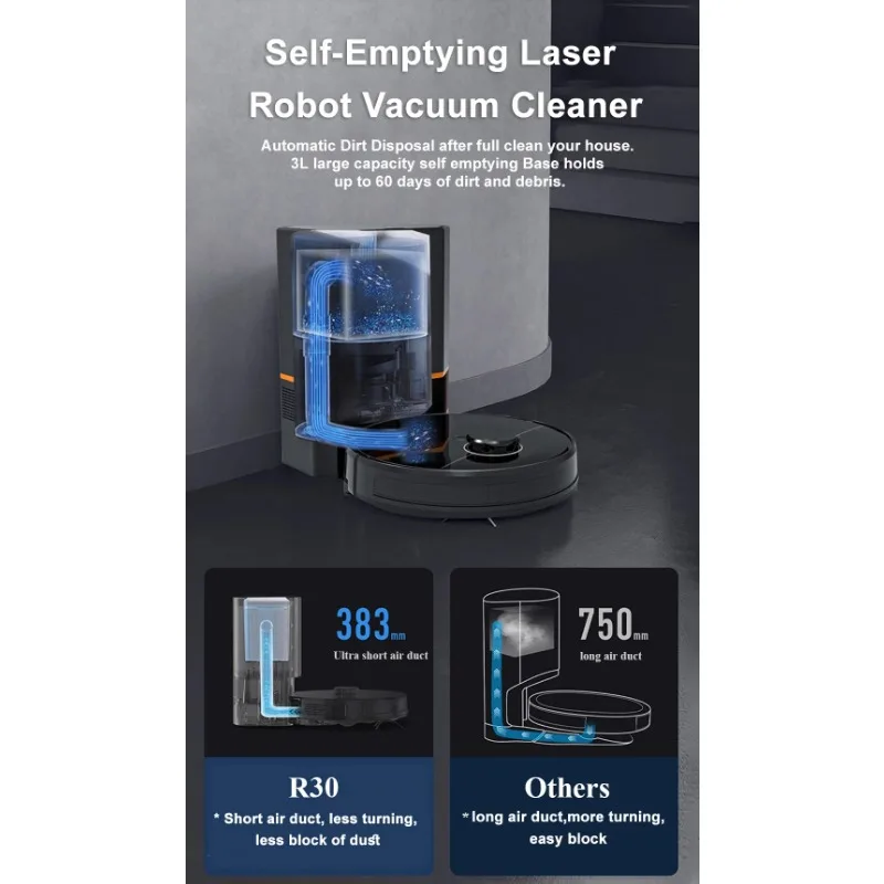 

R30 Self-Emptying Robot Vacuum Cleaner - Real-Time Mapping & Multi-Floor Compatibility