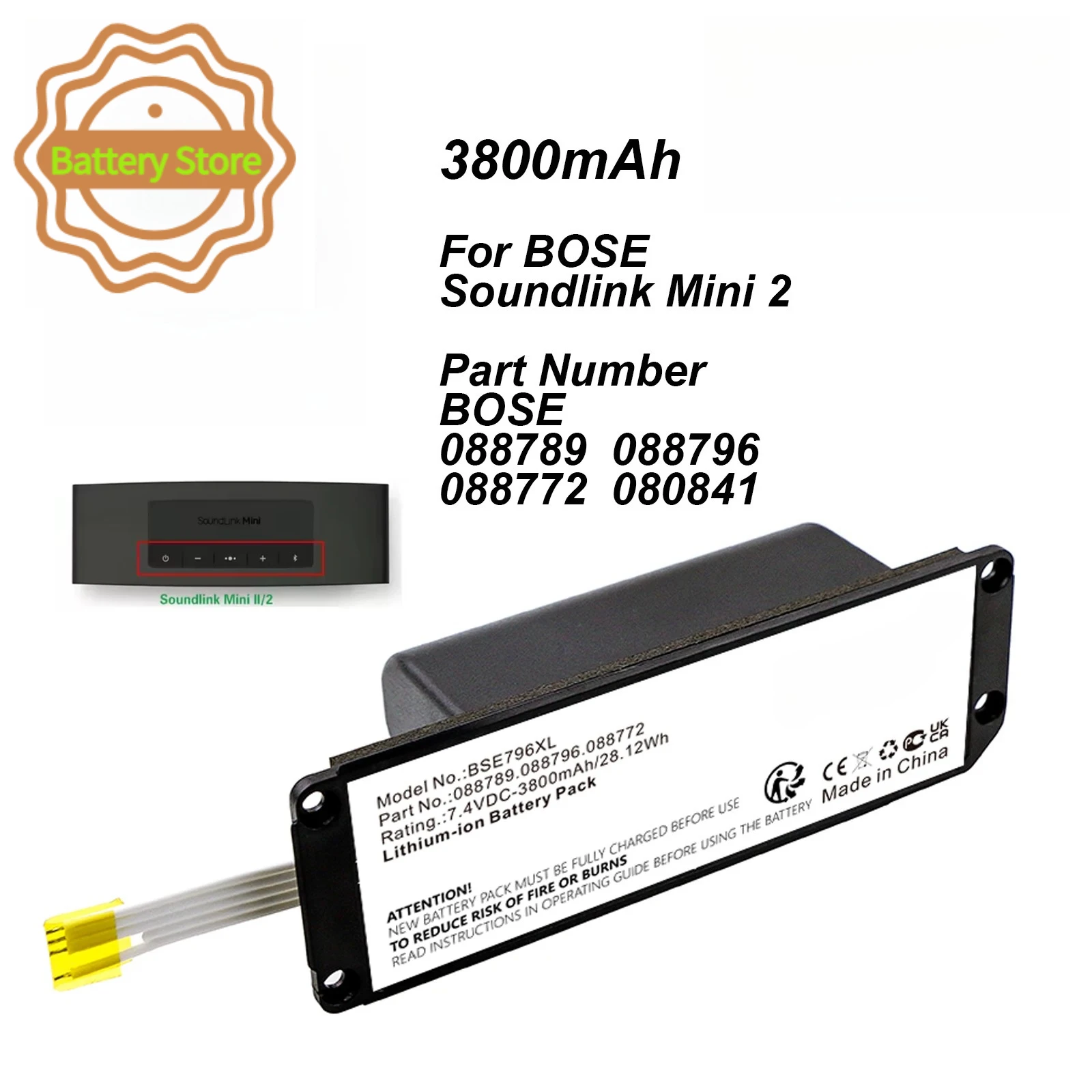 3800mAh 088796 088789 088772 080841 Bluetooth Speaker Wireless Speaker Battery For BOSE Soundlink Mini 2