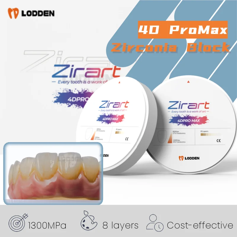 

Lodden Dental Multilayer Zirconia Block 4DProMax 98mm High Transparency Dentistry Material Disc Vita 16 Colors For CAD CAM