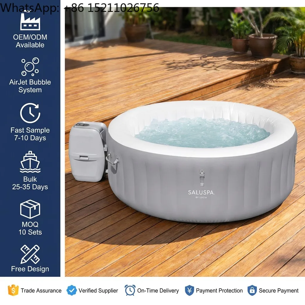 - 60037 Lay-Z-Spa St. Lucia AirJet Inflatable Hot Tub 2-3 Person 1.70 m X 66 cm PVC Plastic with Lid
