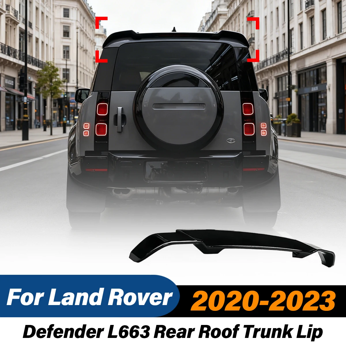 

Для Land Rover Defender L663 2020-2023: задний спойлер на крышу багажника в гоночном стиле, ABS-сплиттер, комплект для модификации кузова