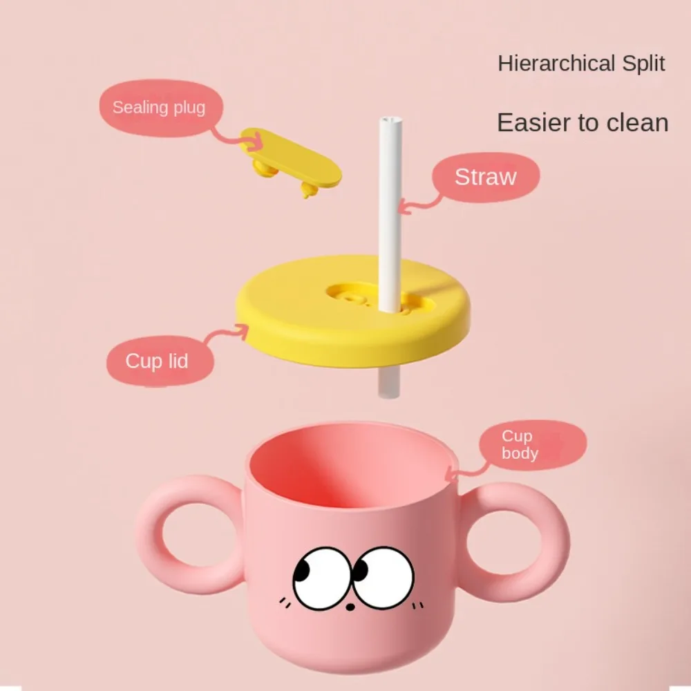 Heat Resistant Baby Milk Cup with Scale Mark with Straw Kid's Straw Cup Snacks Bottle Self-Help Water Cup Tool Juice Bottle