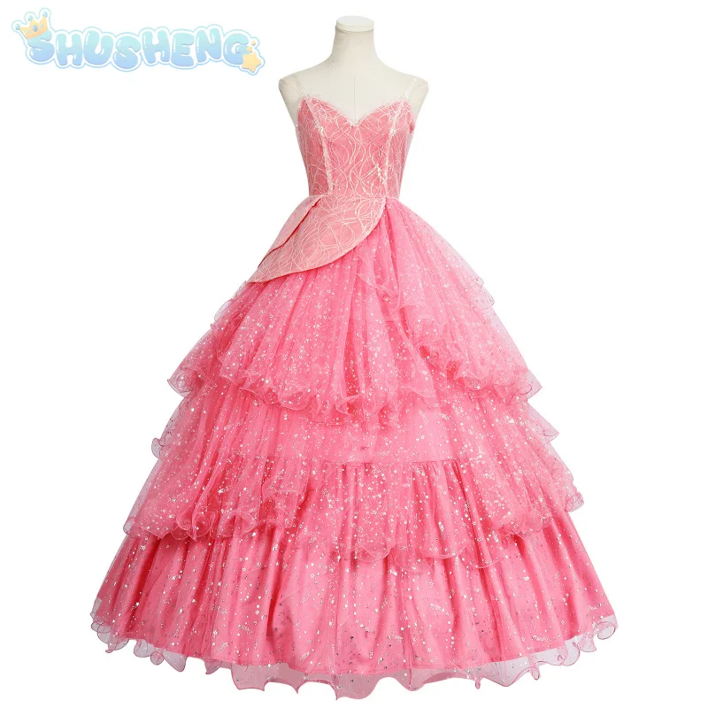 

Glinda cosplay movie Horrible costume pink gorgeous sweet wedding dress Halloween ball crown long dress Glinda women new uniform