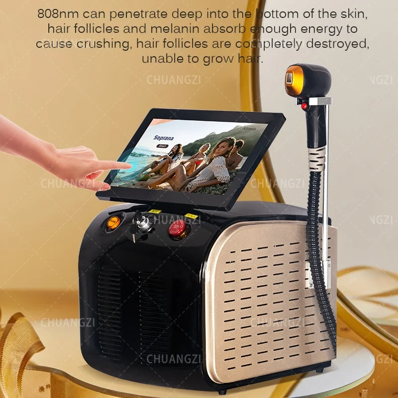 

Portable 3-wave Professional Permanent Diode Ice Titanium Laser Body Hair Removal Machine 808nm 755nm 1064nm Alexander Equipment