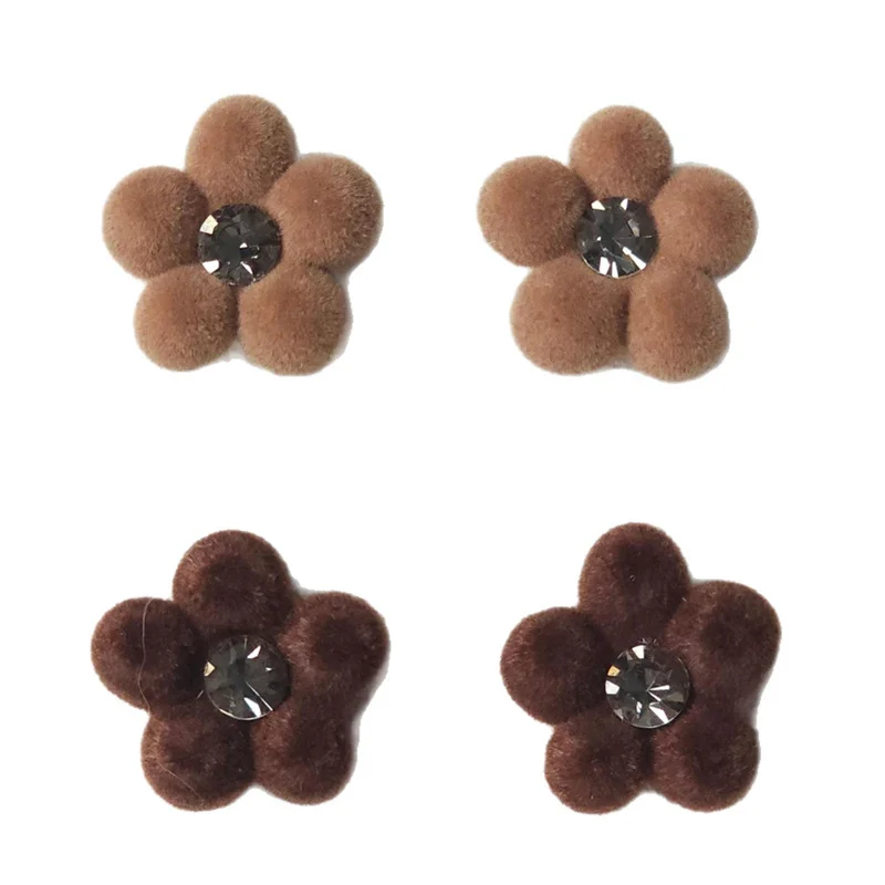 

Winter style 30pcs/lot color Flocking effect cartoon flowers shape resin cabochon beads diy jewelry garment hair accessory