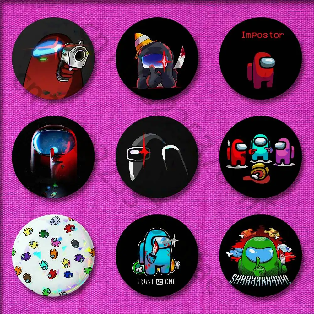 Game A-Amongs Funny U-Us Badge For 32mm 25mm 44mm 75mm 58mm Round Pin Brooch Insignia Cover Decoration