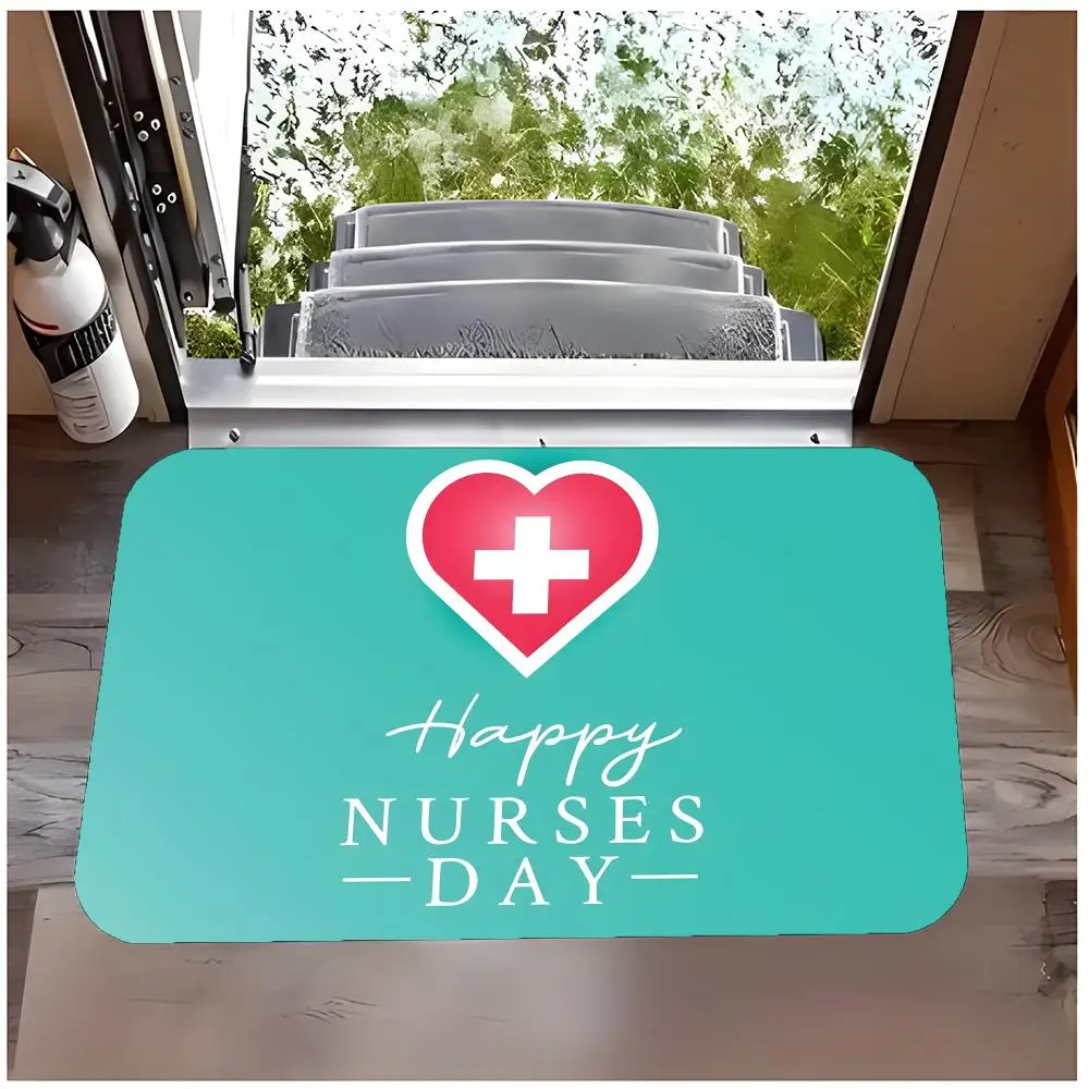 Festival Warm N-Nurse Day Floor Mat Non Slip Washable Flannel Doormat Water Absorbent Indoor Floor Carpet Rug