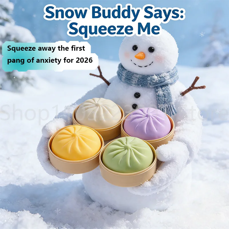 Funny Fake Steamed Bun  Realistic Stress Relief Fidget Gadget Anti-Anxiety Squeeze Toy Prank Trick Joke Gift for Adults Office