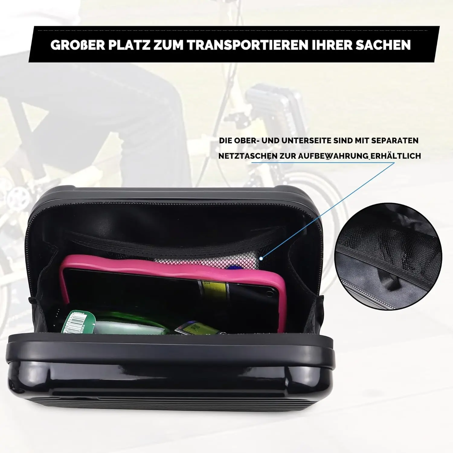 ZUKKA Bicycle 8 Inch Frame Bag Hard Case Plastic ABS Suitable for Brompton Large Waterproof Storage Crossbody