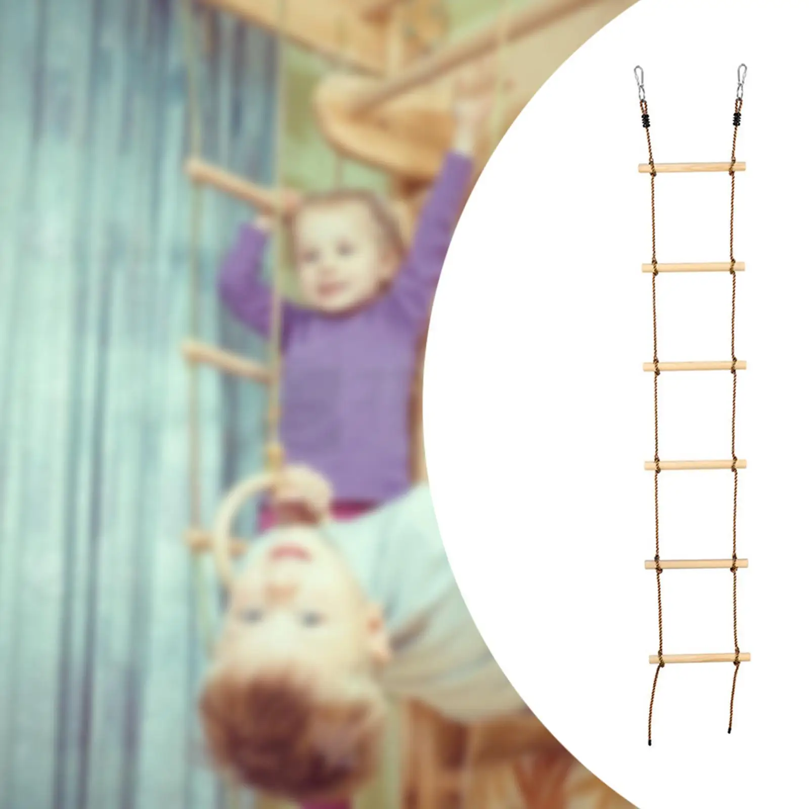 Hanging Rope Ladder 6 Sections Climbing Ladder for Parks Children Treehouse