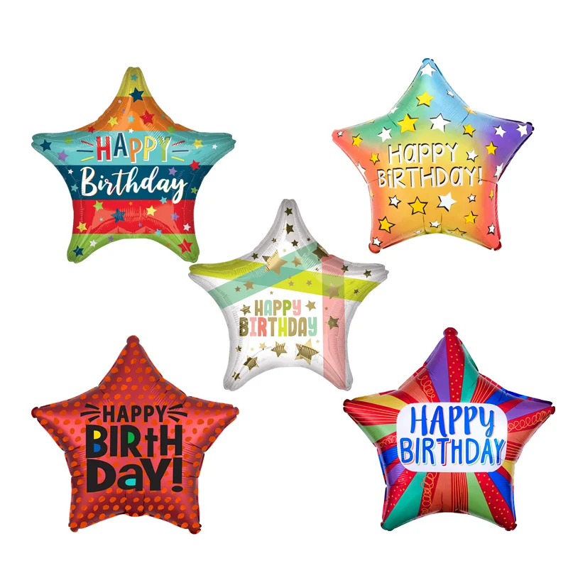 10pcs 18inch Happy Birthday Balloons Star Foil Balloons Helium Globos Birthday Party Decoration Kids Girl Party Supplies