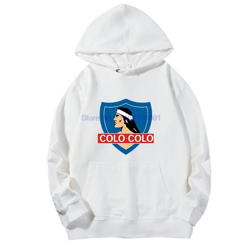 Modische Grafik-Kapuzenpullover Colo Colo Camisa Fußball Weiß Unisex Baumwoll-Essentials Hoodie Kapuzenpullover – Detail 6