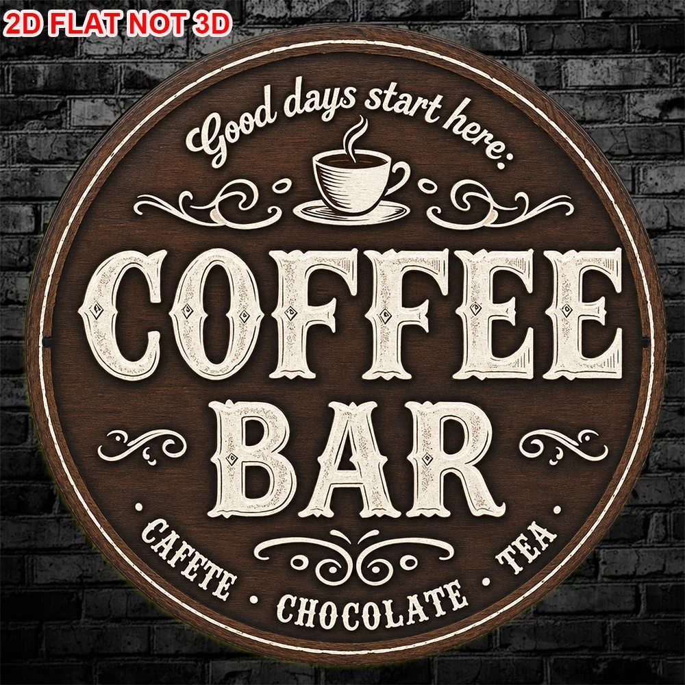1pc 20.32 X 20.32 cm 2D Flat Circular Sign, Vintage Plaque for 