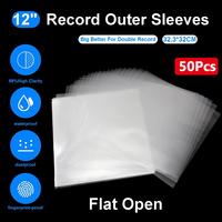 12 inch OPP Gel Recording Protective Sleeve for Turntable Player LP Vinyl Record Self Adhesive Records Bag 32.3cm*32cm 50PCS