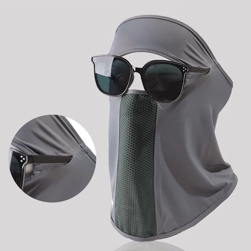 Facial Gini Summer Sports Scarves Mask Neck Protection Anti-uv Ice Silk Sunscreen Mask Face Veil With Eyeglass Hole-1pc