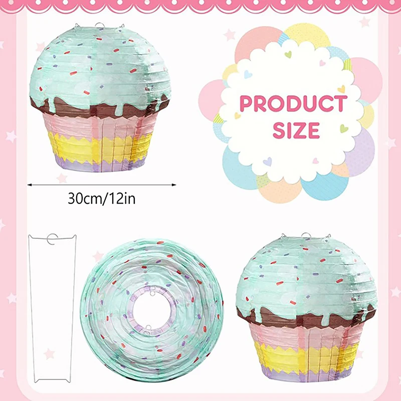 Cake Paper Lanterns 1st One Happy Birthday Party Decoration Kids 3D Ornaments Cup Cake Ice Cream Pendant Child Baby Shower Favor