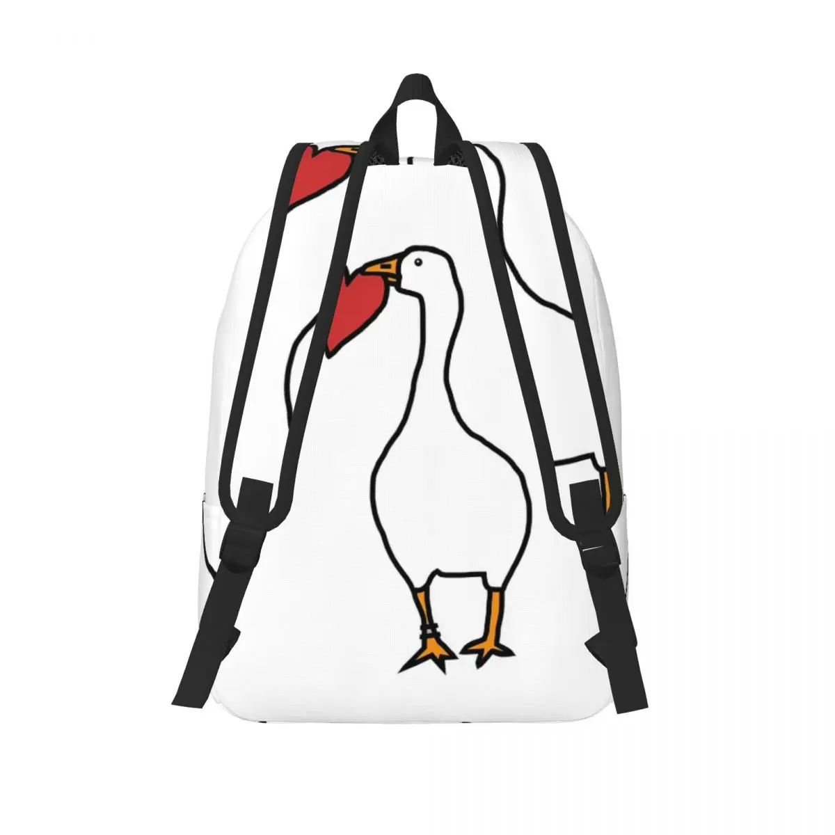 Goose With Red Heart In Beak Student Backpack School Bag Hiking Travel Daypack for Boys Girls Fashion Bookbag Shoulder Bags