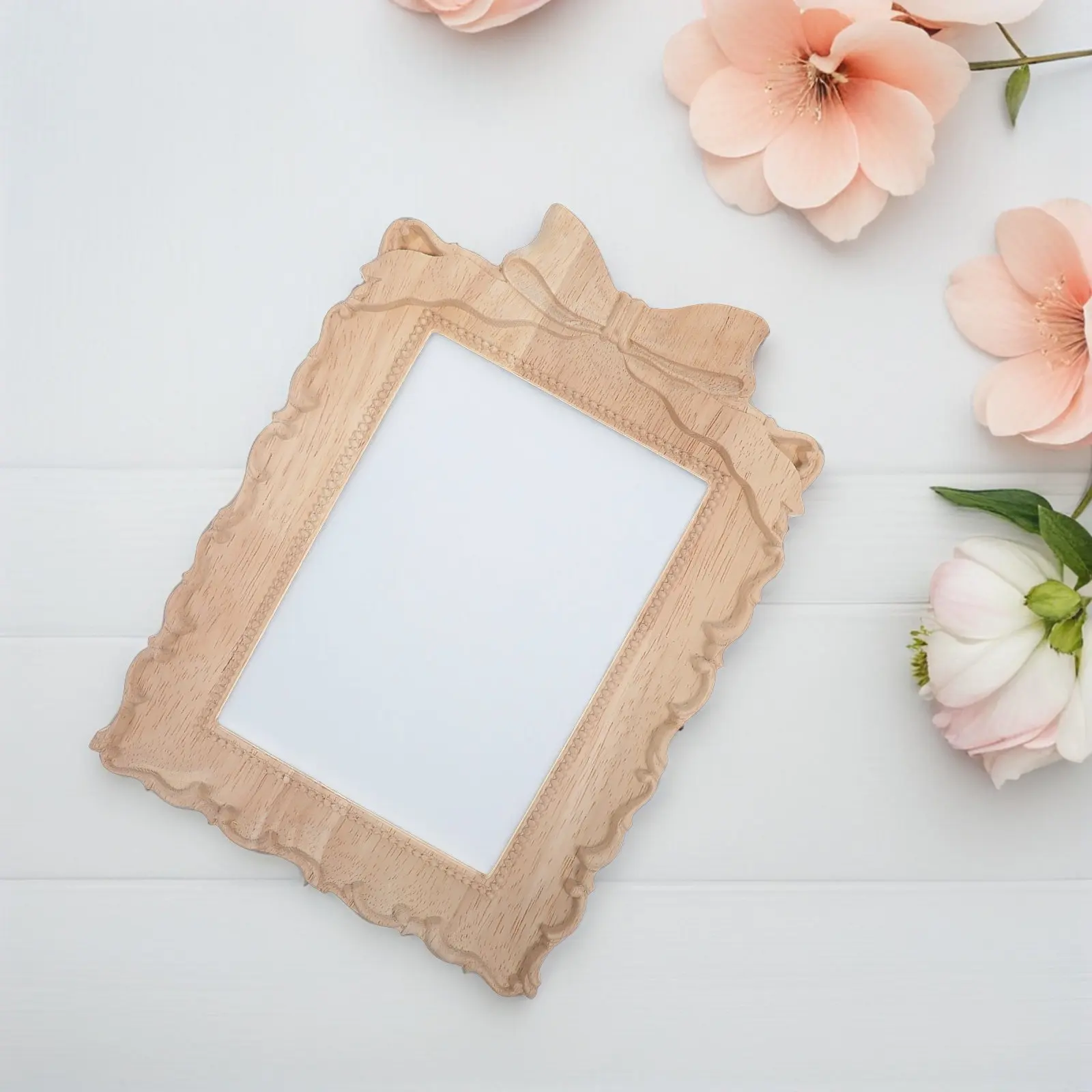 Solid Wood Vintage Carved Applique Picture Frame Rustic Retro Mirror Wall Decor Bedroom Living Room Wood Embossed Picture Frame