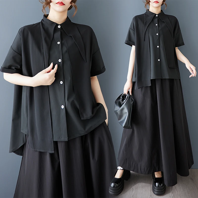 

Новинка лета Loose irt k Mountain Sle Faionable Универсальный утягивающий топ ort Sve Top с высокой талией для поездок на работу из полиэстера...