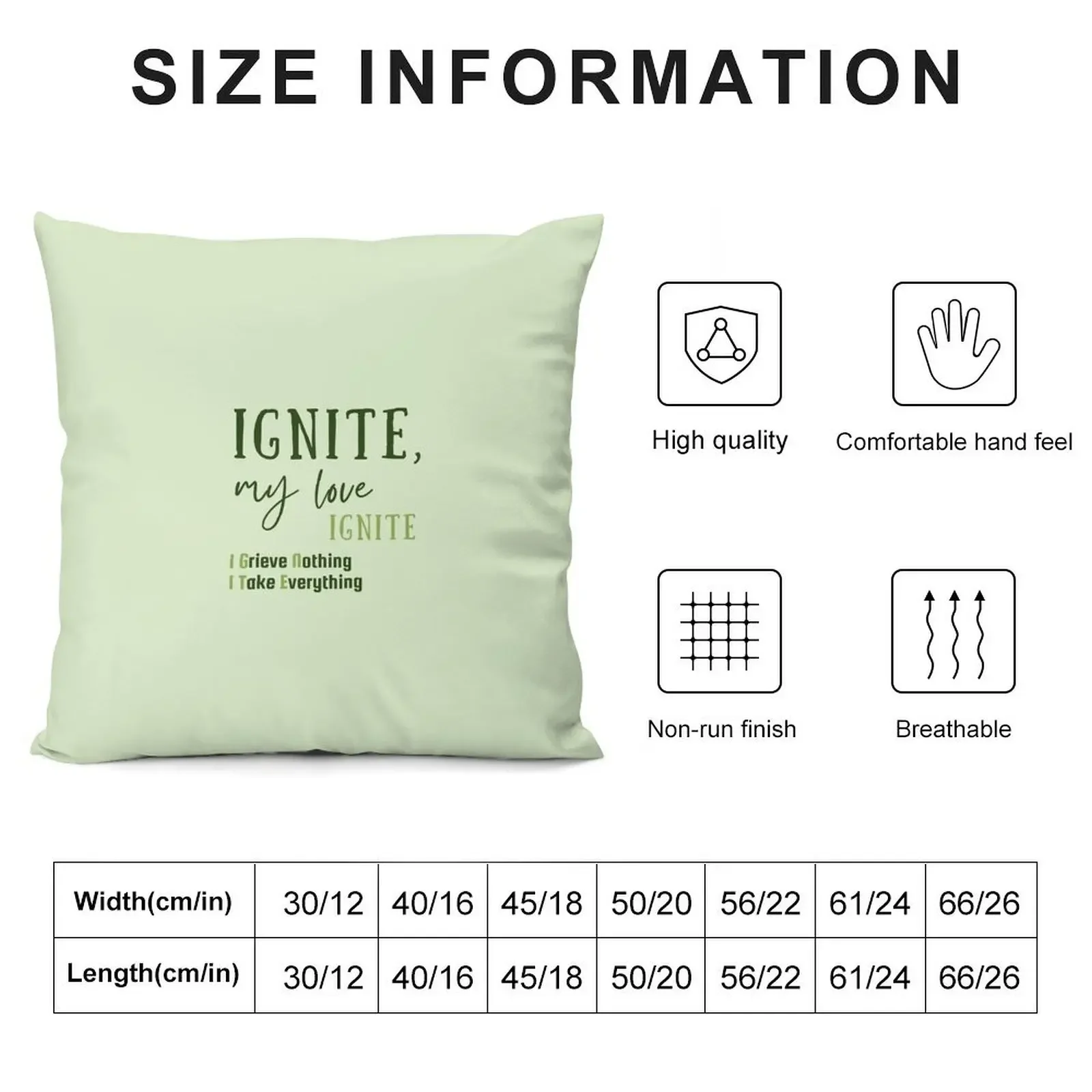 Ignite, my love. IGNITE. Green version Throw Pillow Decorative Cushion Rectangular Cushion Cover pillow