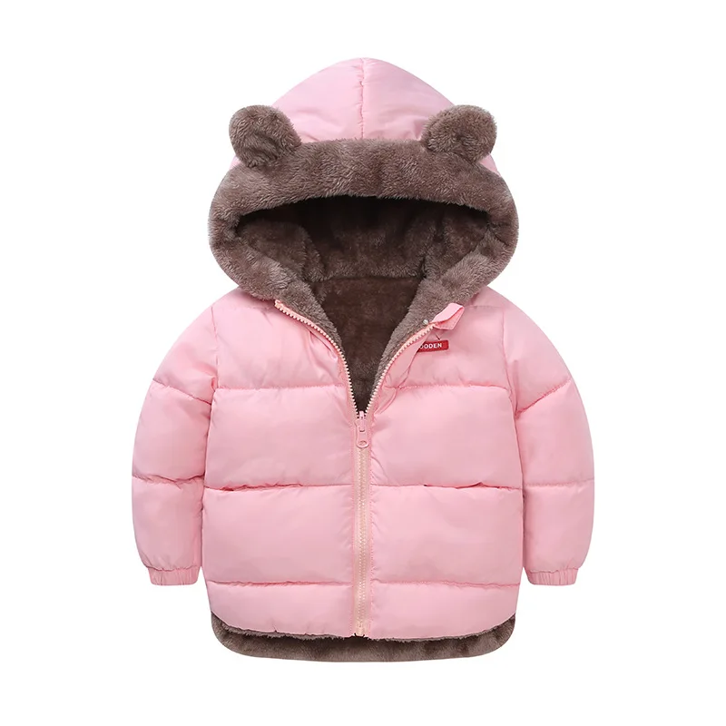 Kinder Reiß verschluss Kapuze Fleece Kleidung verdickt Daunen Mädchen Jacke Baby Kinder Winter warmen Mantel Kostüm Jungen Outwear