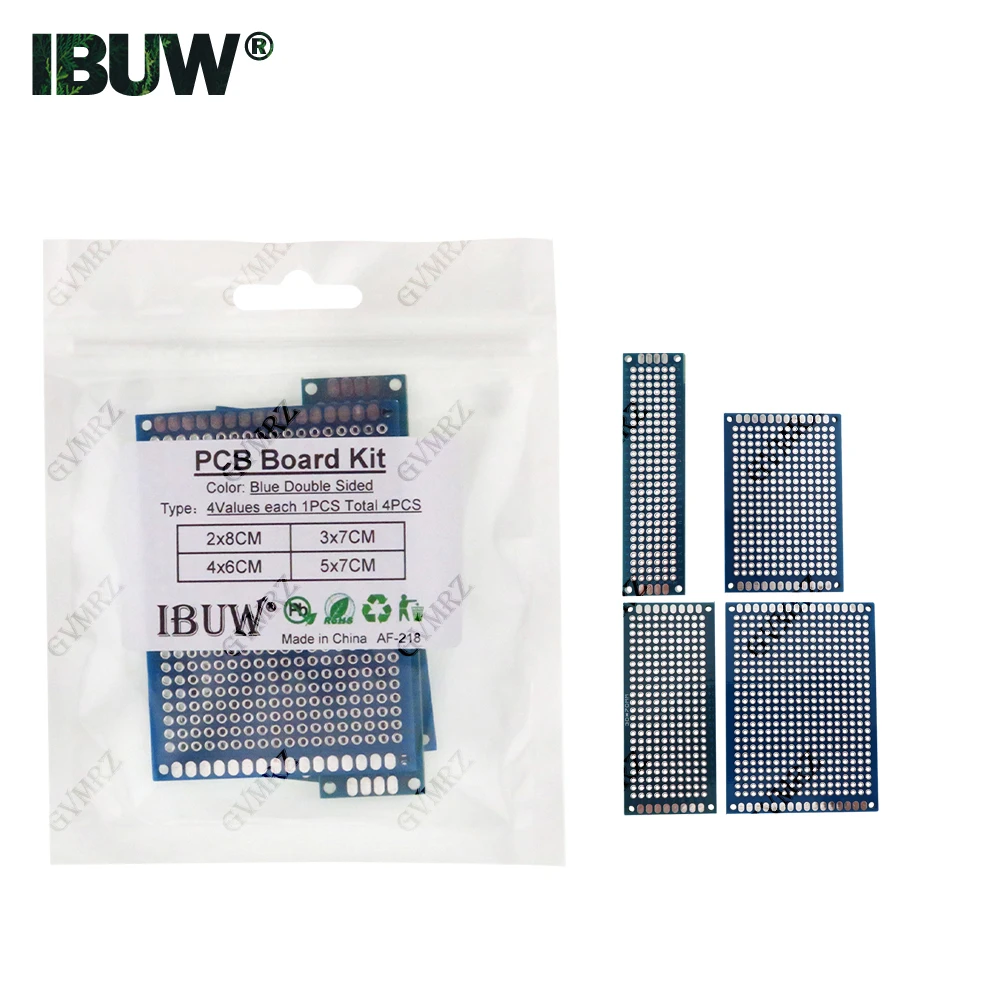 4pcs blue Assorted Size PCB Prototype Board 2x8/3x7/4x6/5x7CM Universal Breadboard for Arduino DIY Electronics Project