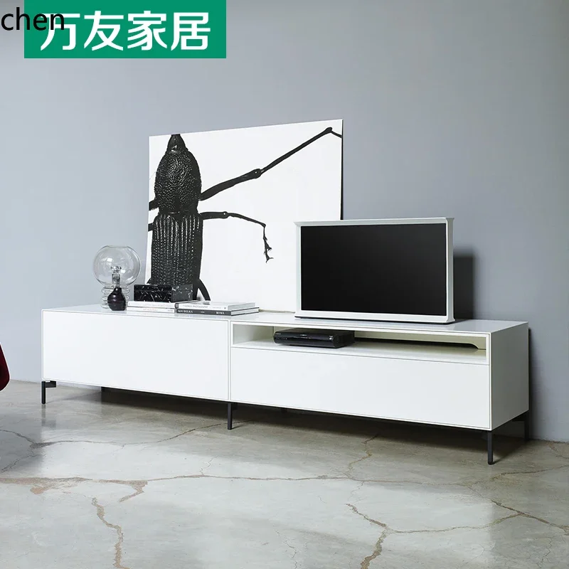 

minimalist TV cabinet combination light luxury paint floor cabinet modern minimalist living room cabinet high foot locker