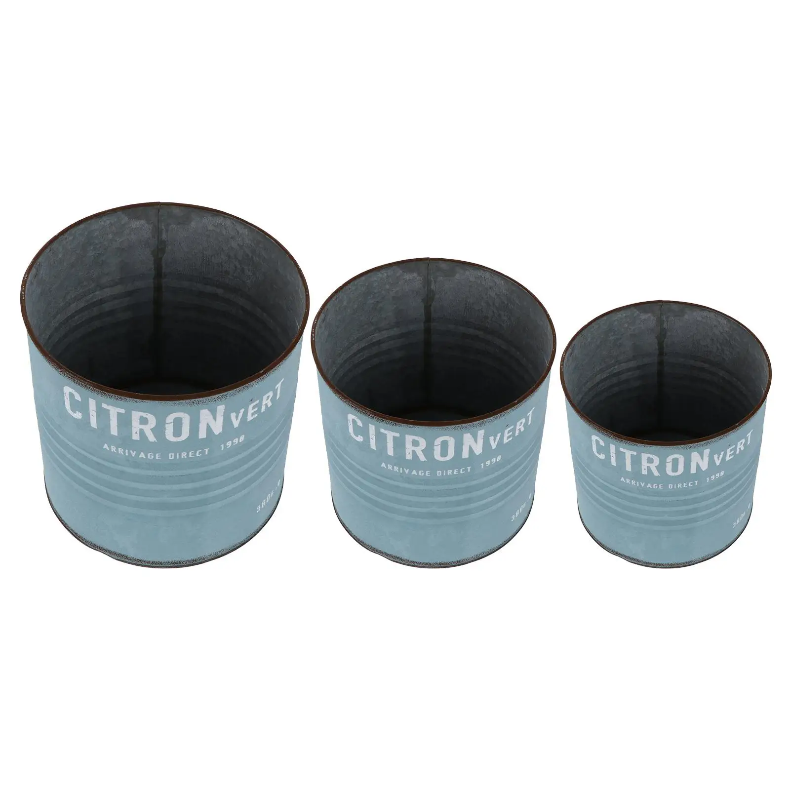 

3 Vintage Flower Pots Galvanized Sheet Retro Garden Decoration Balcony Courtyard Vegetable Garden Planter Bucket