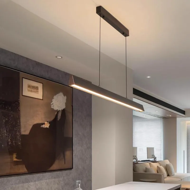 

Modern Linear LED Pendant Light Chandelier Simple Long Hanging Lamp for Living Dining Room Restaurant Office High Quality Decor