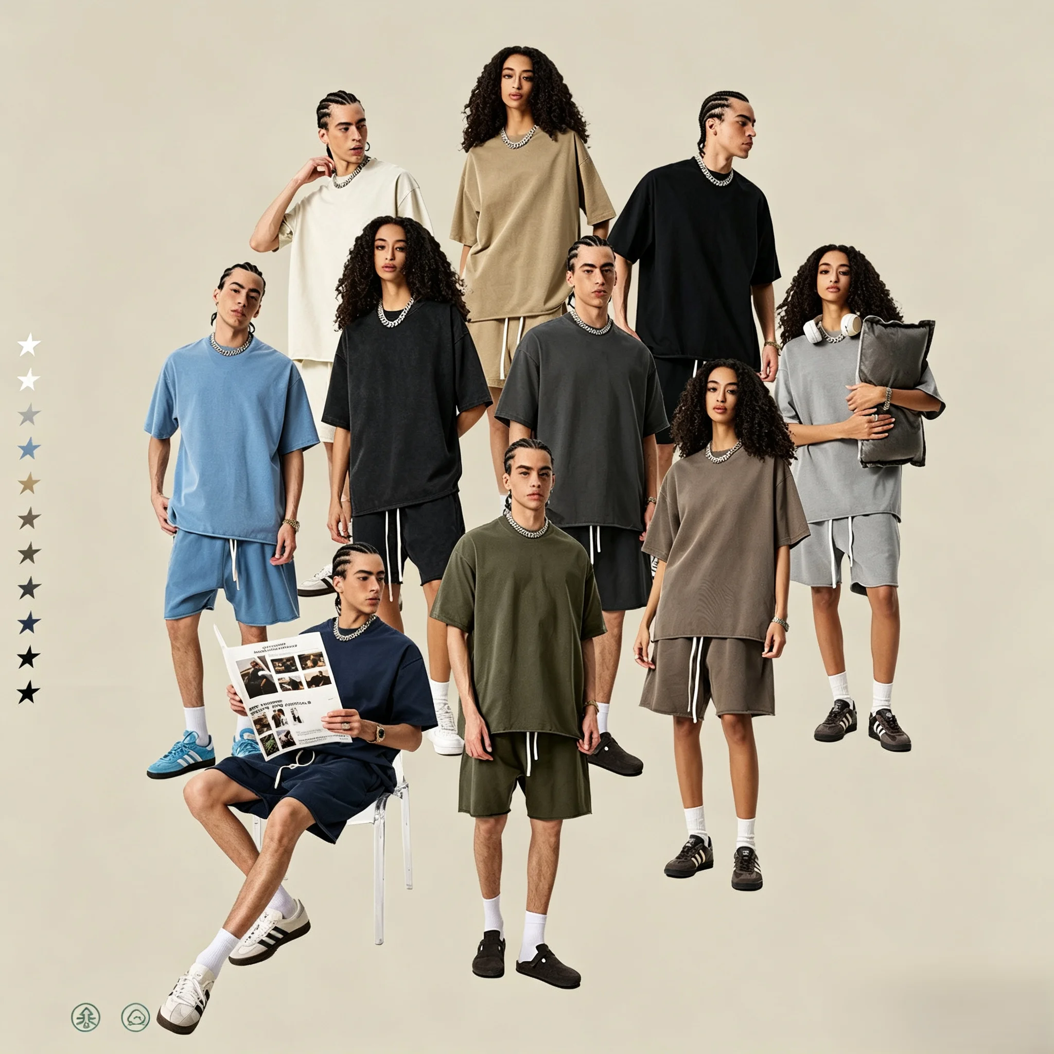 men t-shirt summer essential loose-fit large-sized cotton T-shirt with dropped shoulders Trendy style