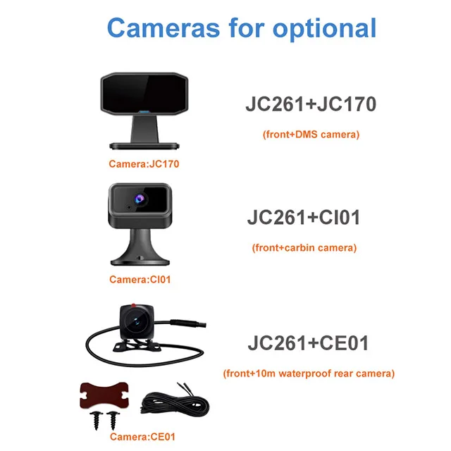 Jimi JC261P 4G Car Camera With ADAS Live Stream HD Dual Cameras GPS Tracking Wifi Hotspot Multiple Alarms DVR Dash Cam Free APP