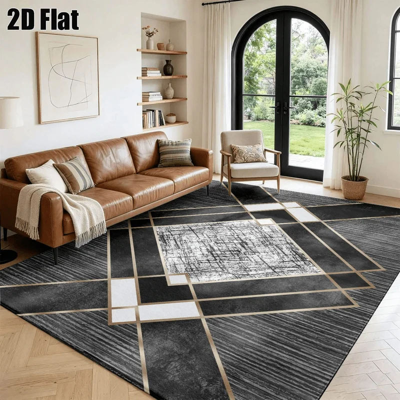 1Pc Light Luxury Simple Geometric Stripe Carpet, Machine Washable, Personalized Decoration, Essential for Light Luxury Home, Suitable for Living Room, Bedroom, Entryway, Office, Corridor and Other Areas