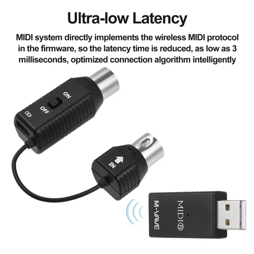 Imagen 2 del producto M-VAVE MS1 Mini sistema de transmisión inalámbrica Sistema MIDI Adaptador inalámbrico MIDI Soporte Plu Play para dispositivos con interfaz MIDI