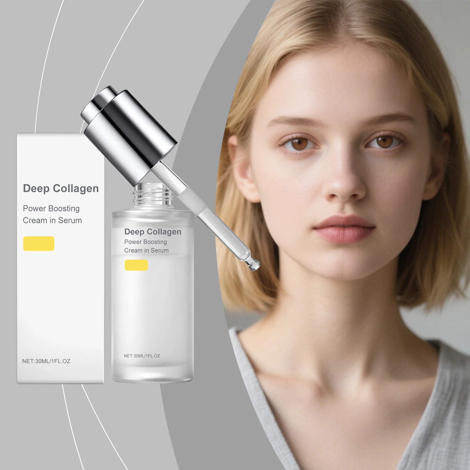 Crema Sérum Potenciadora de Colágeno Profundo, Cuidado Facial Coreano para Piel de Cristal, Hidratante, Reparadora de Elasticidad, Ampolla Facial 30ml