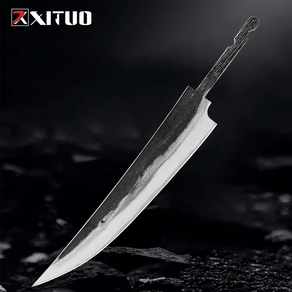 

Kitchen Utility Knife Blank Handmade Forged 3-layer Composite Steel 9CR18 Core Blank Blade Sharp Fruit Knife Making DIY Material