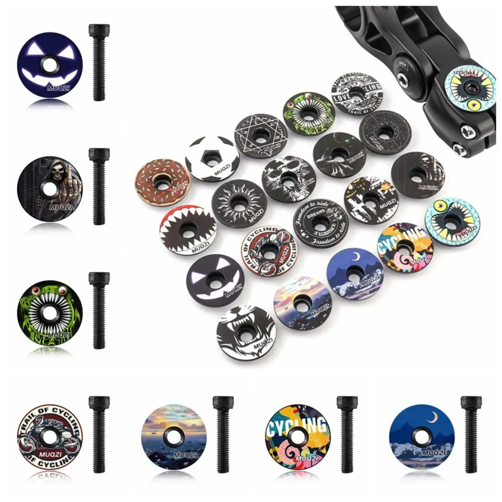 

Stem Cap Bicycle Bowl Cover 28.6mm 1 1/8" Aluminum Alloy Bicycle Stem Top Cap with Screws Cool Fork Tube Headset Cap Road Bikes