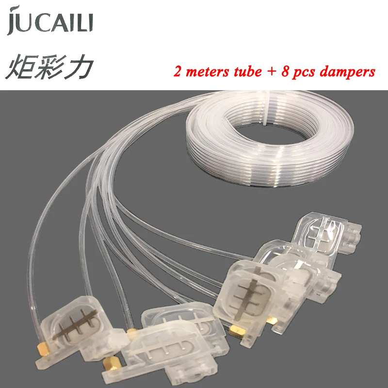 

JCL 8pcs Damper with 8 Colors 2M Tube for Eco Solvent Ink for Epson R1800 R1900 DX4 DX5 Printer Ink Dumper Filter