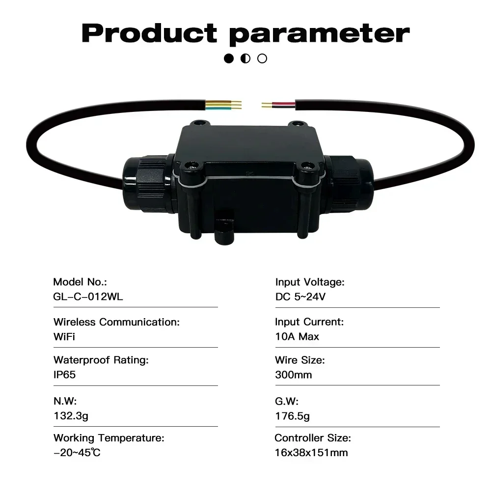 IP65 impermeable ESP32 WLED LED controlador DC 5-24V 10A máximo control de color segmentado